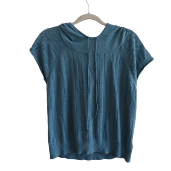 KRIMSON KLOVER Hooded Short Sleeve Top in Teal Outdoor Athleisure - Size M - Picture 1 of 15
